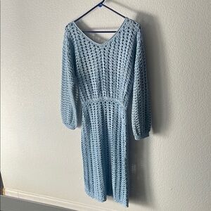 Vintage Blue Hand-Crochet Dress